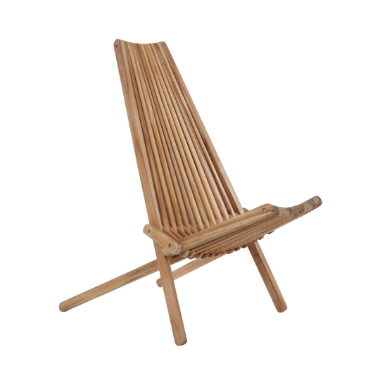 Hunor Teak Wooden Lounge Chair In Natural Finish    