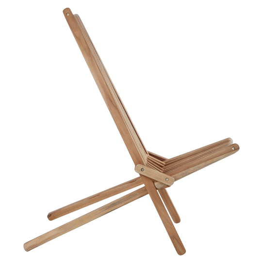 Hunor Teak Wooden Lounge Chair In Natural Finish    