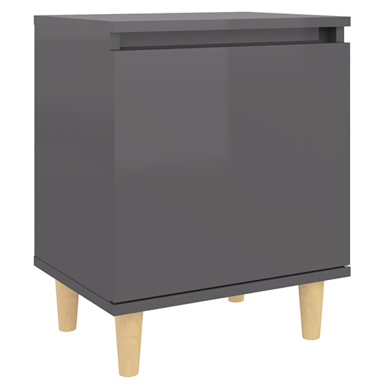 Manal High Gloss Bedside With 1 Door In Grey Furniture in Fashion