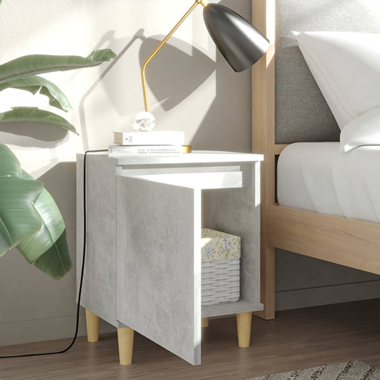 Manal Wooden Bedside Cabinet With 1 Door In Concrete Effect