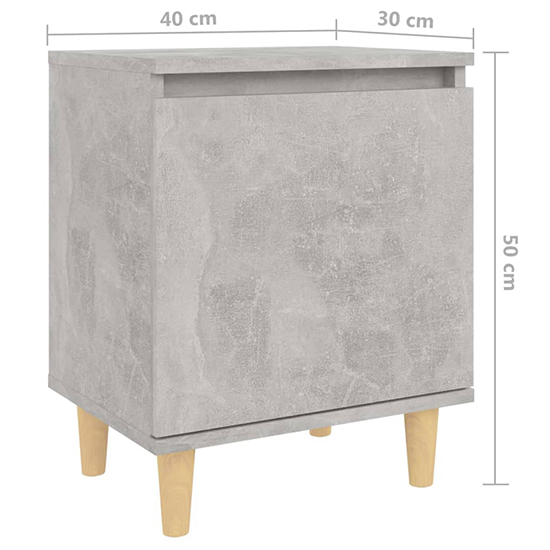 Manal Wooden Bedside Cabinet With 1 Door In Concrete Effect