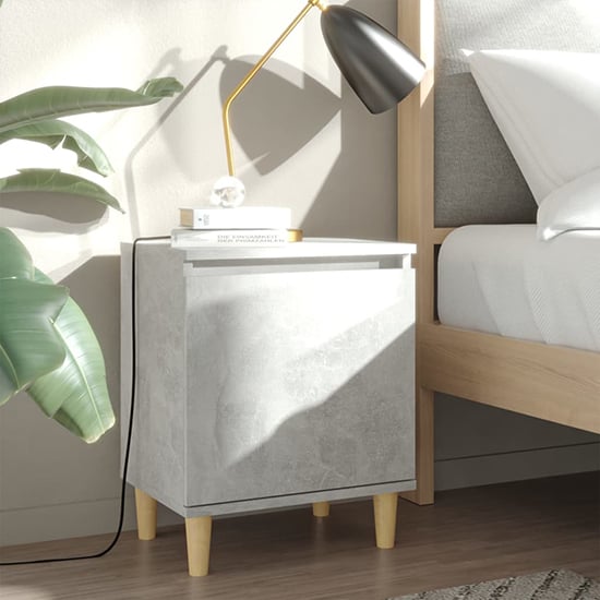 Photo of Manal wooden bedside cabinet with 1 door in concrete effect