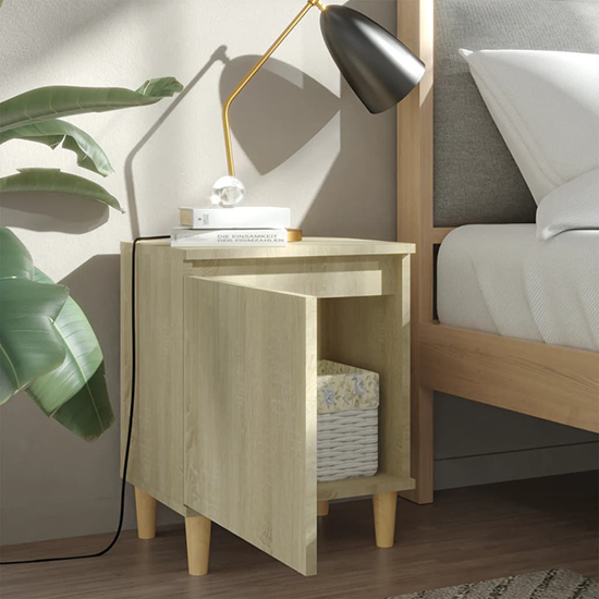 Manal Wooden Bedside Cabinet With 1 Door In Sonoma Oak