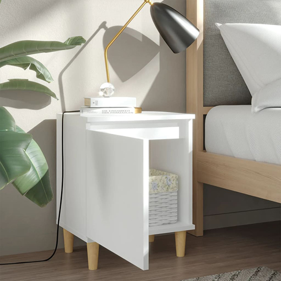 Manal Wooden Bedside Cabinet With 1 Door In White