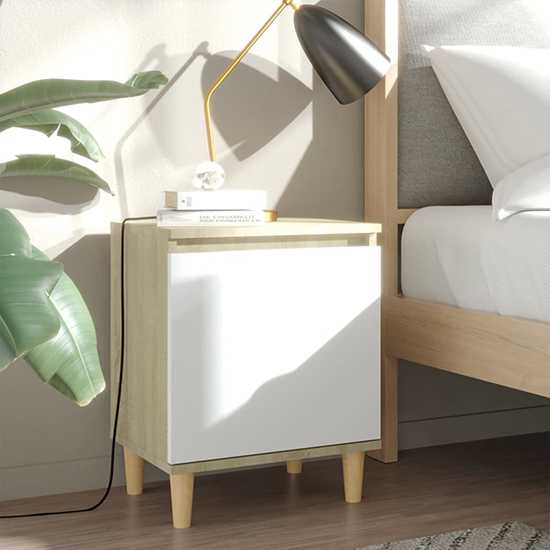 Read more about Manal wooden bedside cabinet with 1 door in white sonoma oak