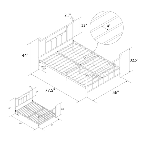 Manalo Metal Double Bed In White