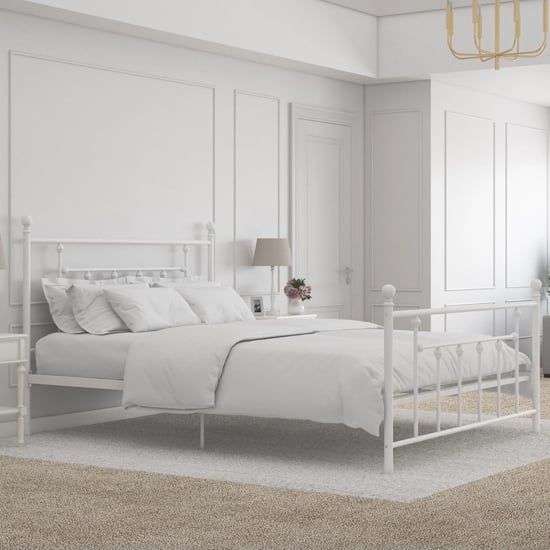 Photo of Manalo metal king size bed in white
