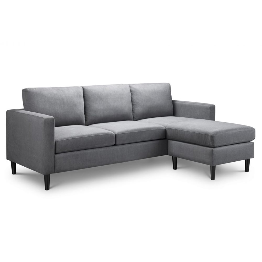 Manati Fabric 3 Seater Sofa With Ottoman In Grey