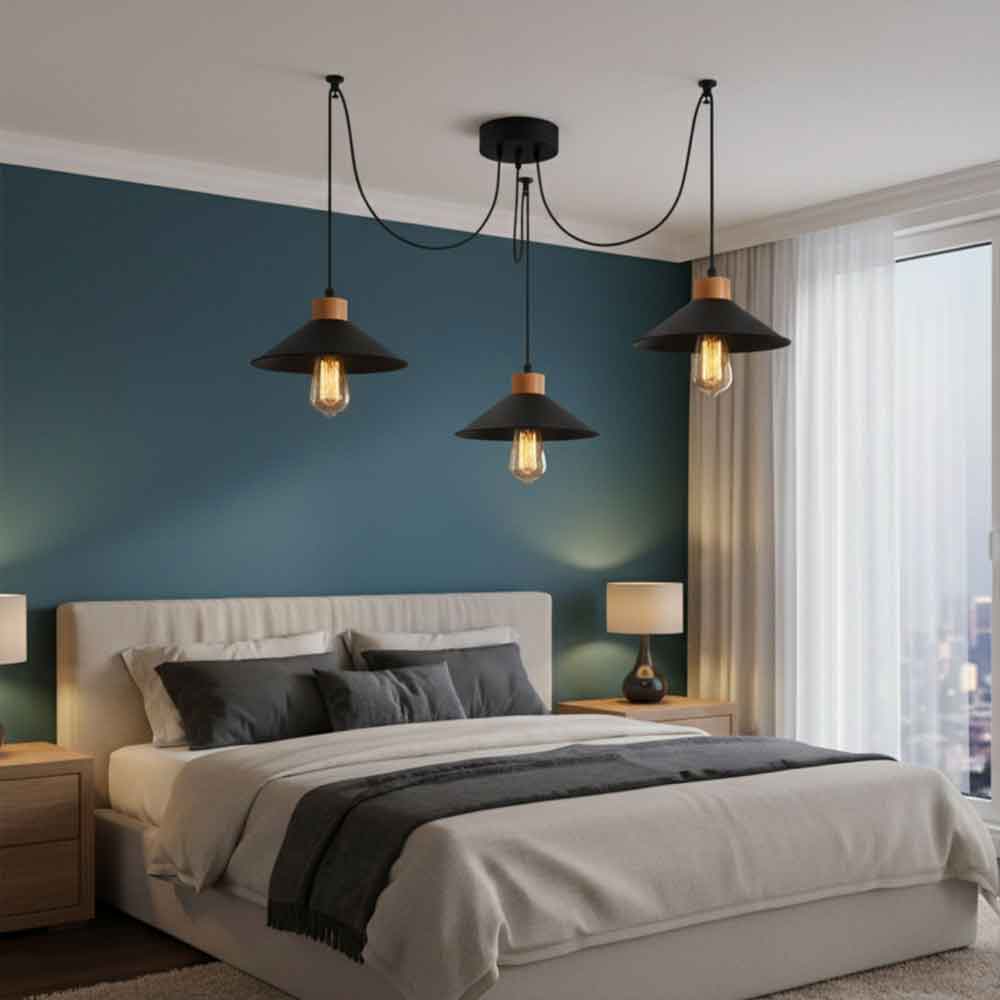 Manavgat 3 Light Metal Ceiling Pendant Light in Black