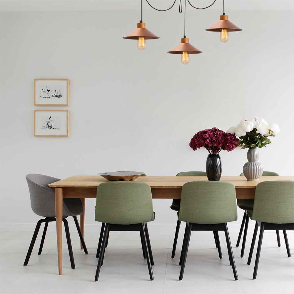 Manavgat 3 Light Metal Ceiling Pendant Light in Copper