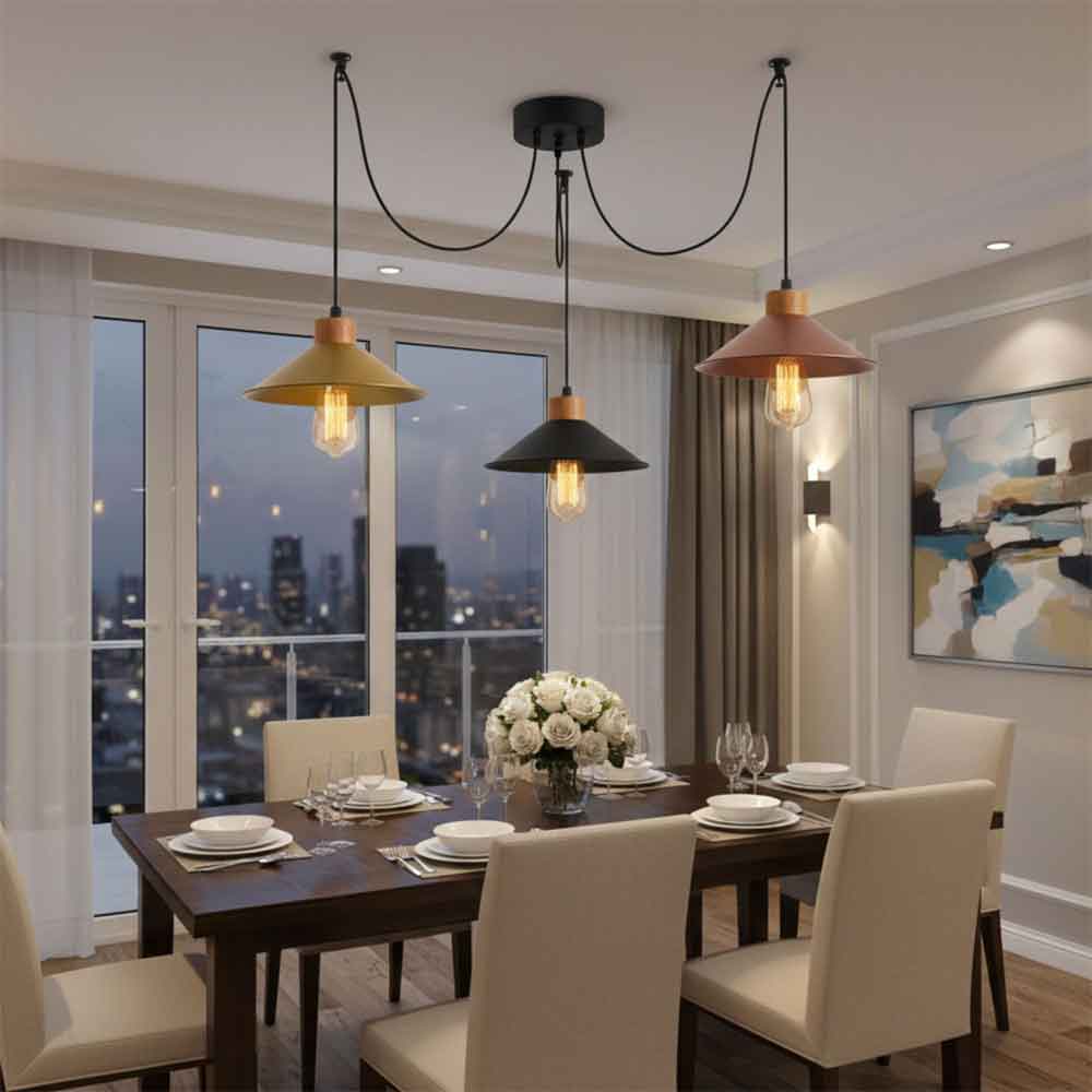 Manavgat 3 Light Metal Ceiling Pendant Light in Gold and Black