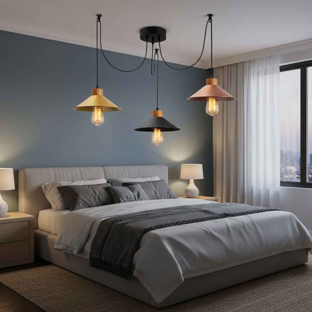 Manavgat 3 Light Metal Ceiling Pendant Light in Gold and Black