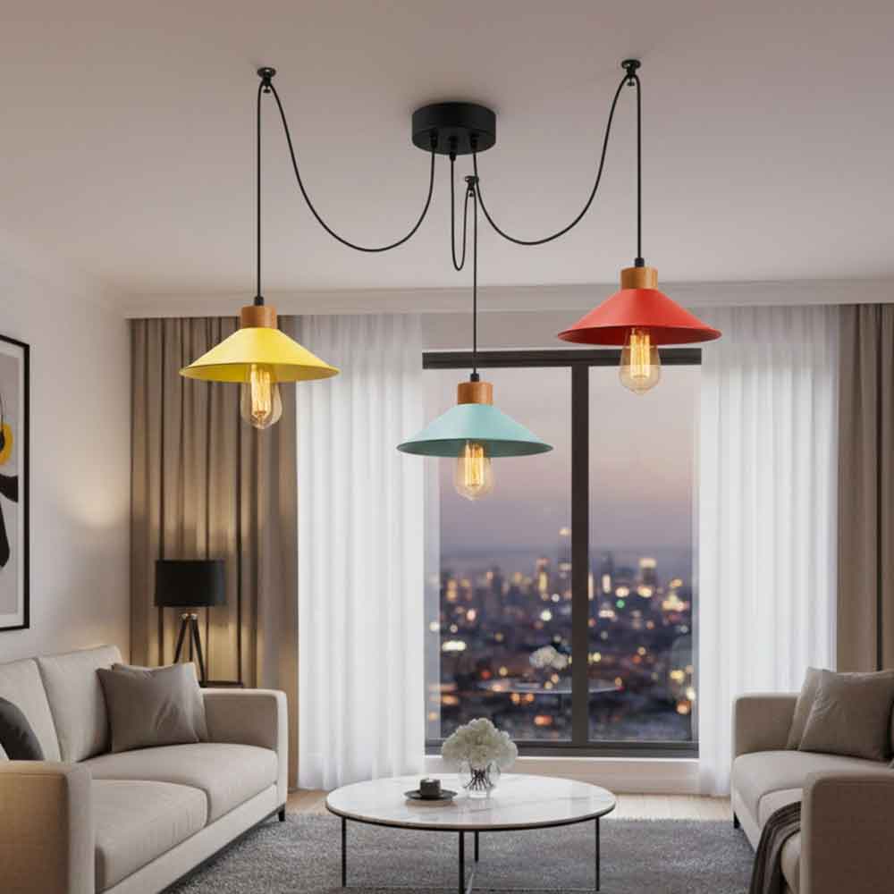 Manavgat 3 Light Metal Ceiling Pendant Light in Multicolour