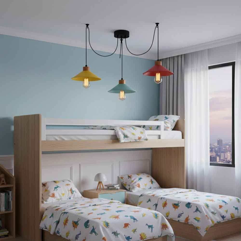 Manavgat 3 Light Metal Ceiling Pendant Light in Multicolour