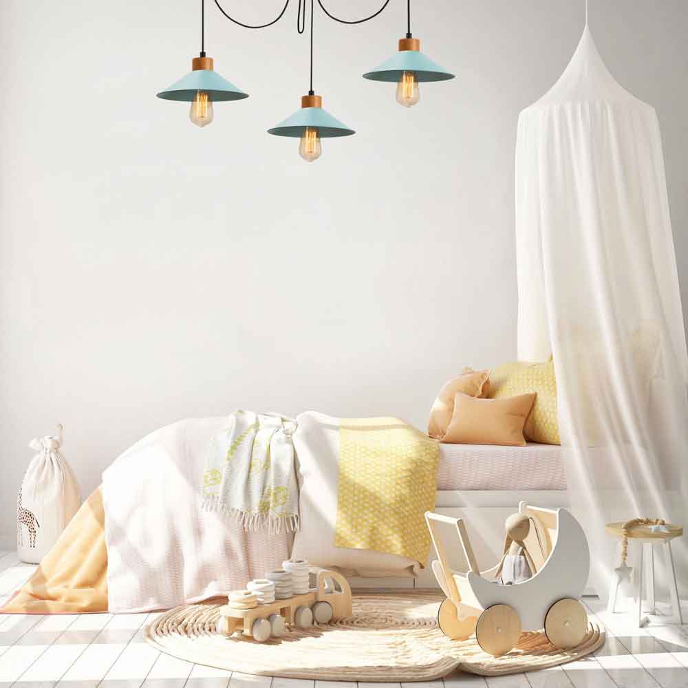 Manavgat 3 Light Metal Ceiling Pendant Light in Turquoise
