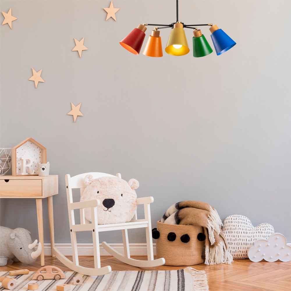 Manavgat 5 Light Metal Ceiling Pendant Light in Multicolour