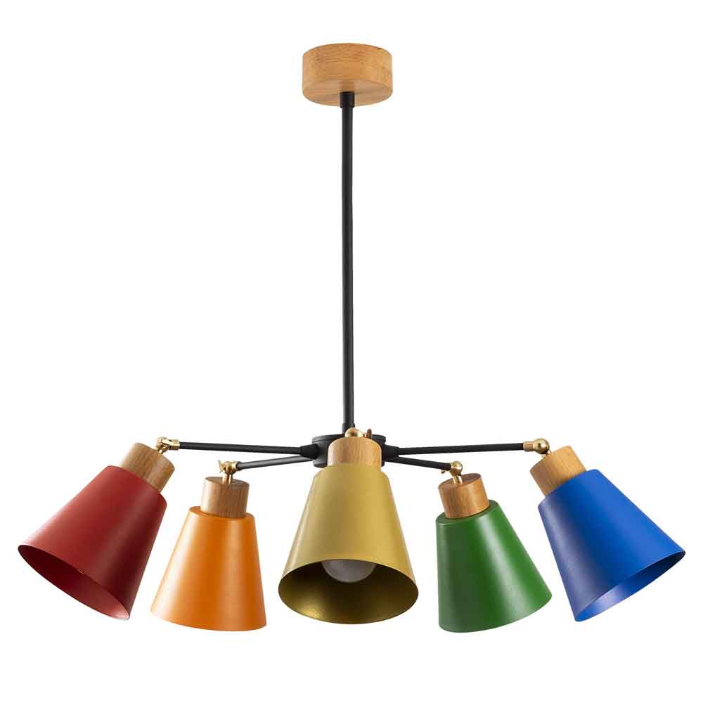 Manavgat 5 Light Metal Ceiling Pendant Light in Multicolour