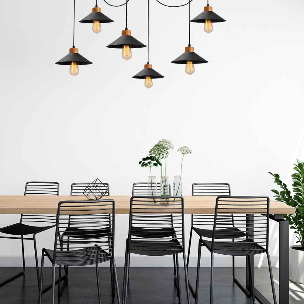 Manavgat 6 Light Metal Ceiling Pendant Light in Black