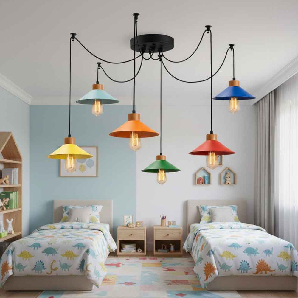 Manavgat 6 Light Metal Ceiling Pendant Light in Multicolour