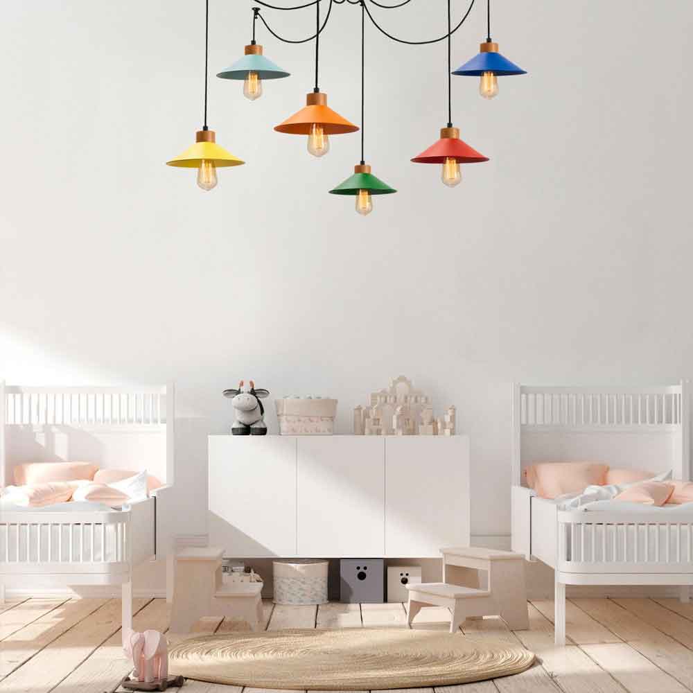 Manavgat 6 Light Metal Ceiling Pendant Light in Multicolour