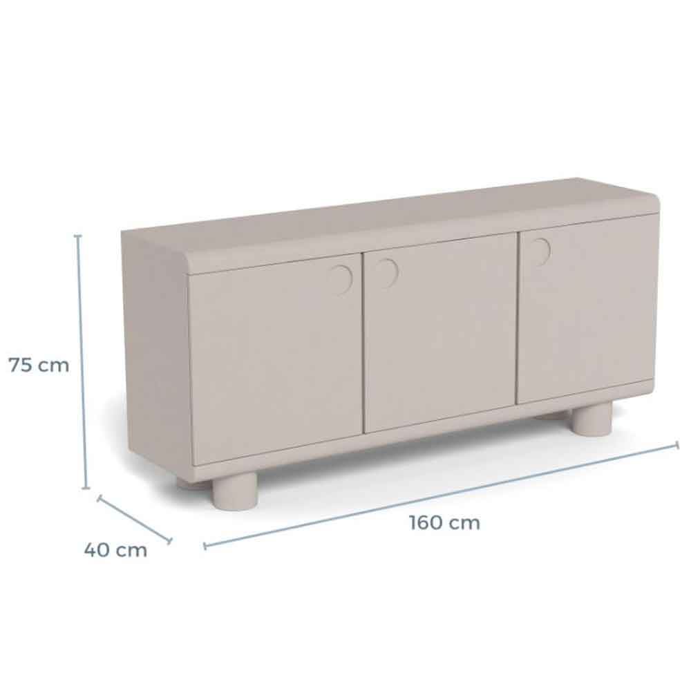 Manawa Wooden Sideboard With 3 Doors - Grey