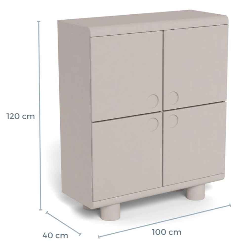 Manawa Wooden Storage Cabinet With 4 Doors - Grey