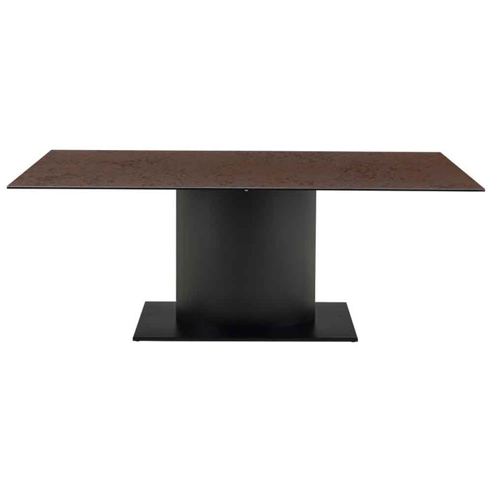 Manchester Ceramic Dining Table With Black Base - Rusty Brown