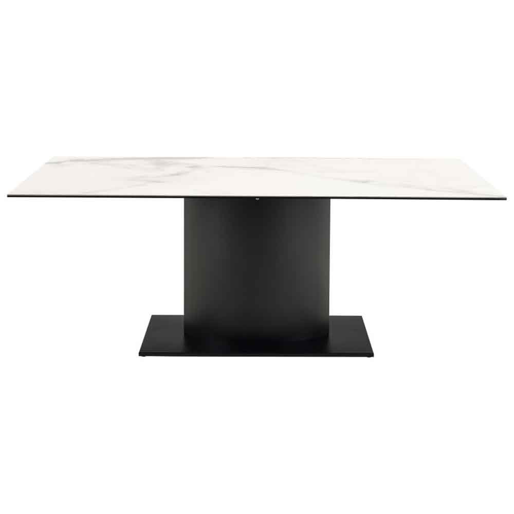 Manchester Ceramic Dining Table With Black Base - White Akranes