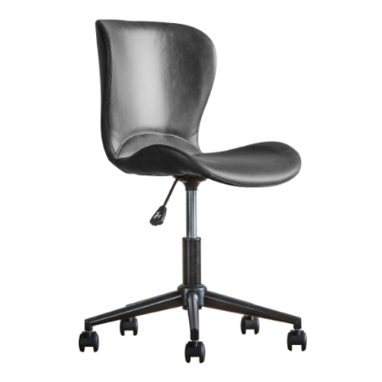 Mandal Swivel Faux Leather Home And Office Chair In Charcoal