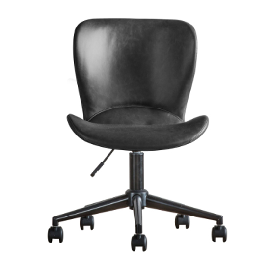 Mandal Swivel Faux Leather Home And Office Chair In Charcoal