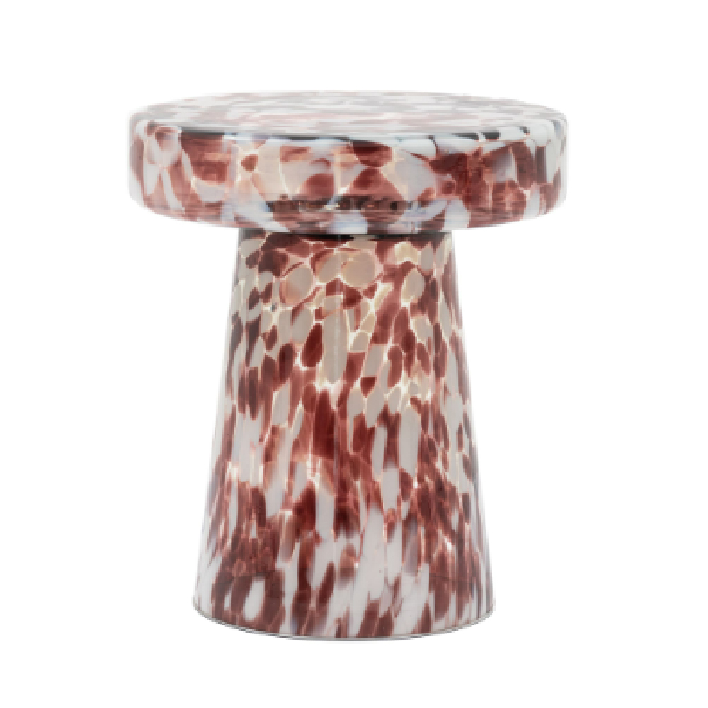 Mandan Mouth Blown Glass Round Side Table In Leopard