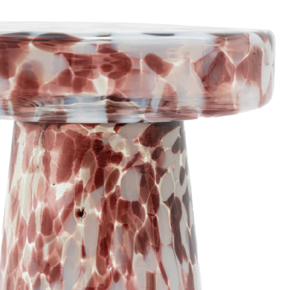 Mandan Mouth Blown Glass Round Side Table In Leopard