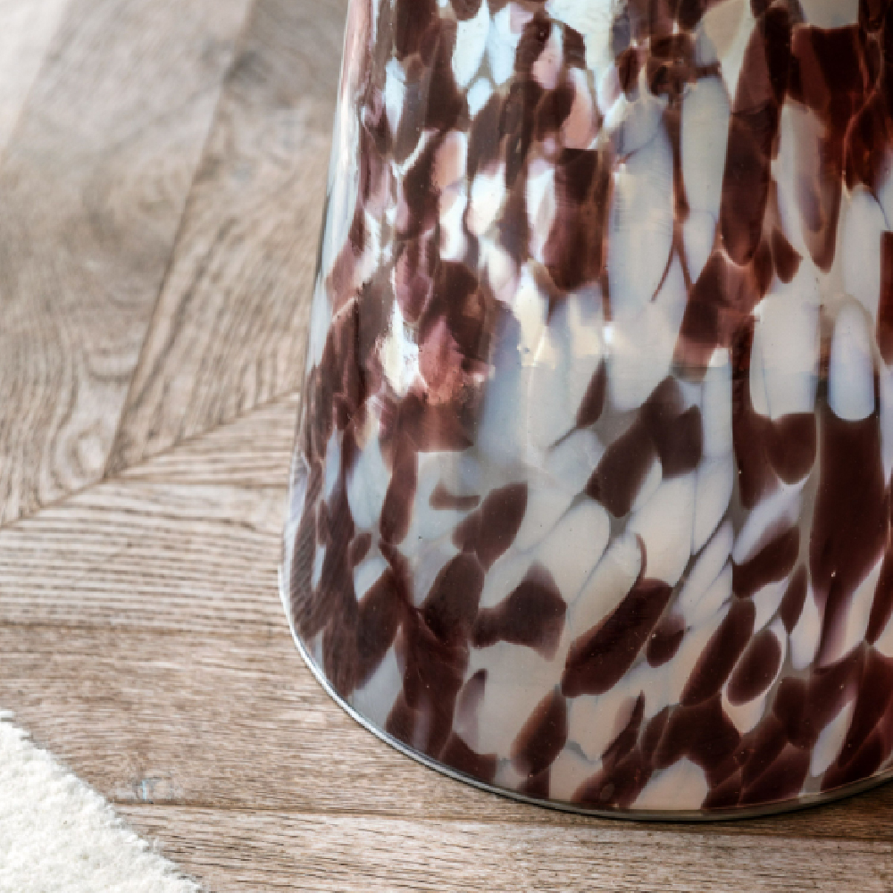 Mandan Mouth Blown Glass Round Side Table In Leopard