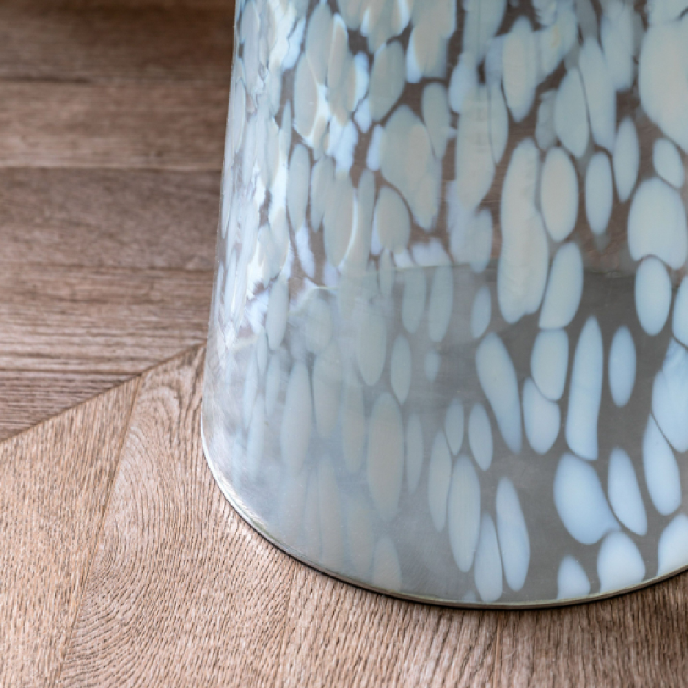 Mandan Mouth Blown Glass Round Side Table In White