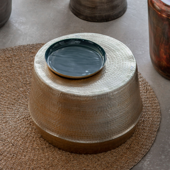 Product photograph of Mandarin Round Metal Coffee Table In Gold from Furniture in Fashion