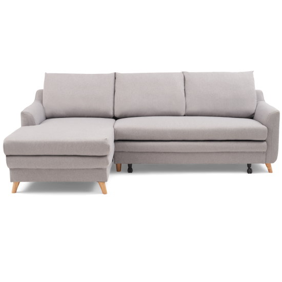 Maneto Linen Fabric Left Hand Facing Corner Sofa Bed In Grey_3