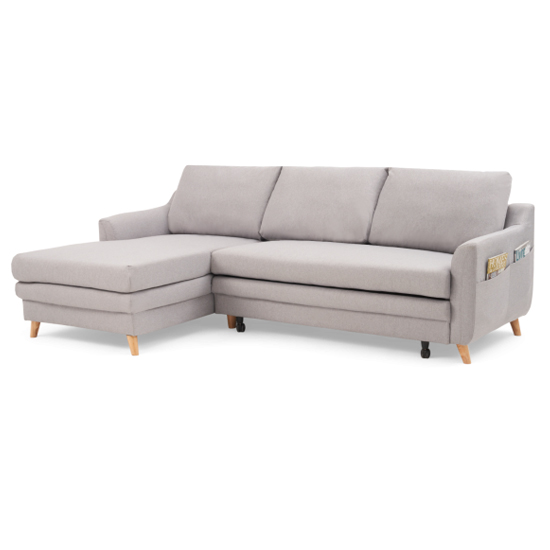 Maneto Linen Fabric Left Hand Facing Corner Sofa Bed In Grey_4