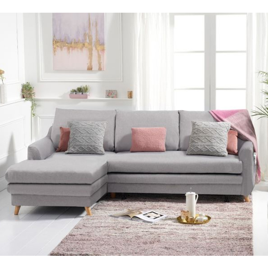 Maneto Linen Fabric Left Hand Facing Corner Sofa Bed In Grey_1