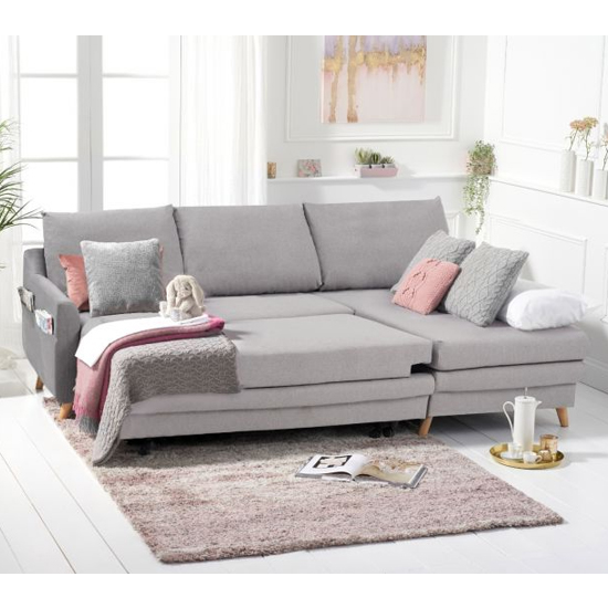 Maneto Linen Fabric Right Hand Facing Corner Sofa Bed In Grey_2