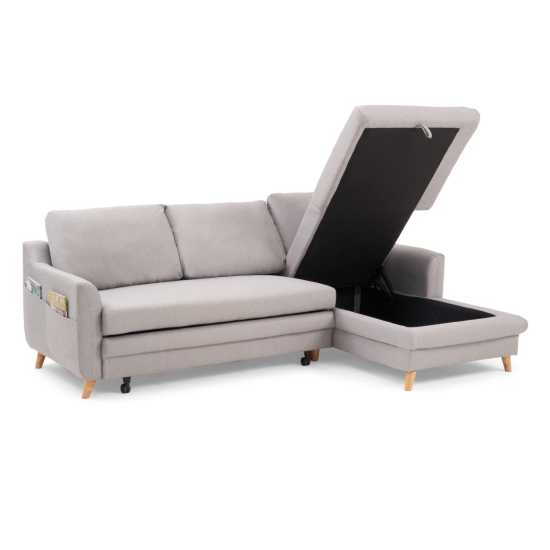 Maneto Linen Fabric Right Hand Facing Corner Sofa Bed In Grey_5