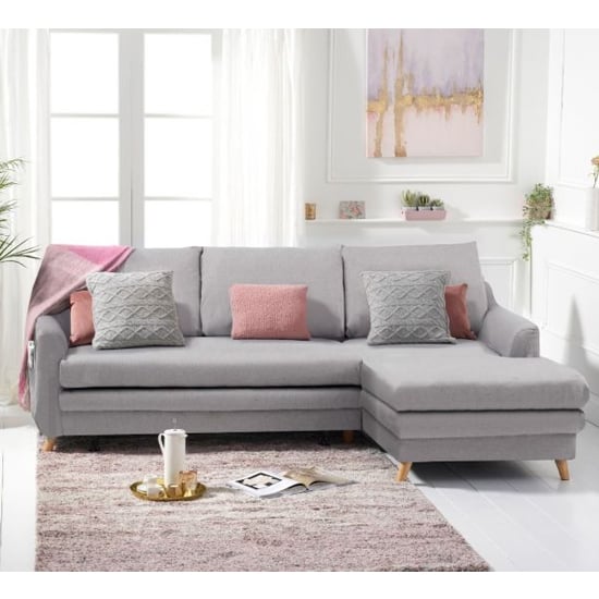 Maneto Linen Fabric Right Hand Facing Corner Sofa Bed In Grey_1
