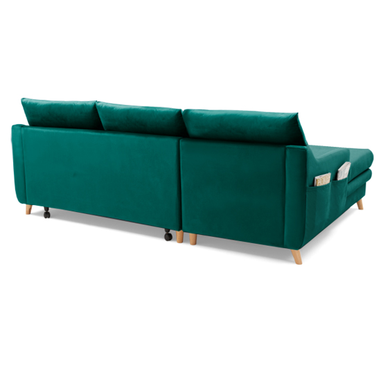 Maneto Velvet Left Hand Facing Corner Sofa Bed In Green_7