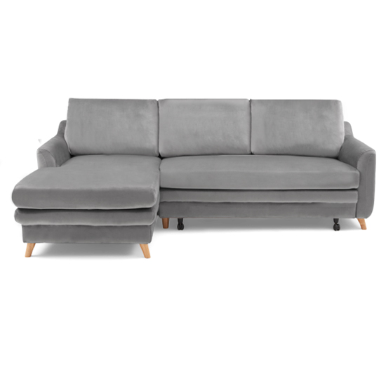 Maneto Velvet Left Hand Facing Corner Sofa Bed In Grey_3