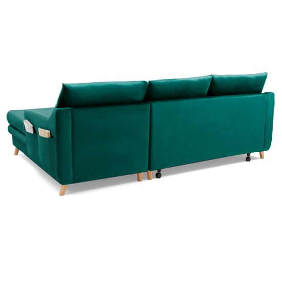 Maneto Velvet Right Hand Facing Corner Sofa Bed In Green_7