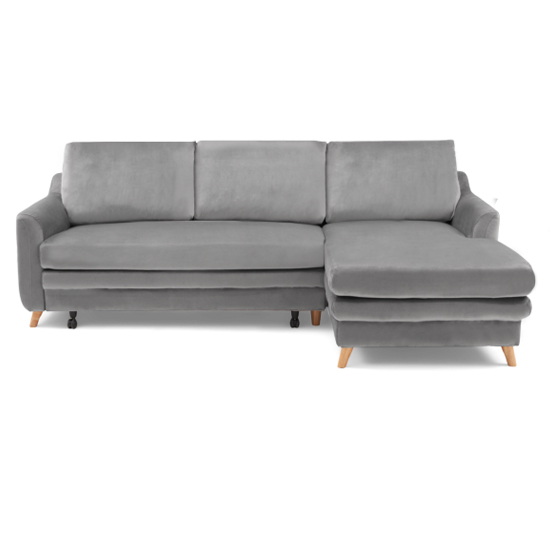 Maneto Velvet Right Hand Facing Corner Sofa Bed In Grey_3