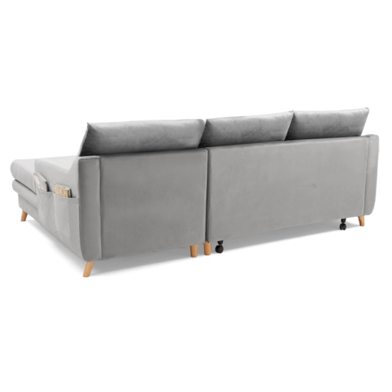 Maneto Velvet Right Hand Facing Corner Sofa Bed In Grey_7