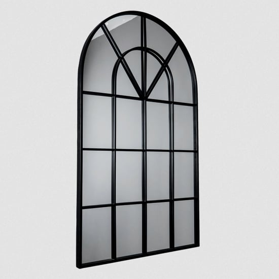 Manhattan Arched Window Design Wall Mirror In Black Frame_3