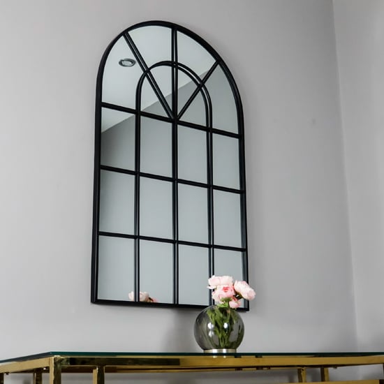 Read more about Manhattan arched rome wall mirror in black metal frame