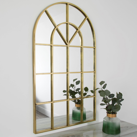 Manhattan arched window design wall mirror in gold frame £139.95 go