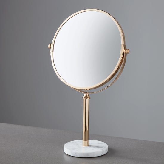 Manhattan Bedroom Mirror In Gold Frame With Marble Base_1